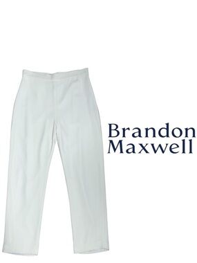 Brandon Maxwell White High Waist Slim Cigarette Fit Suit Trousers Size 12